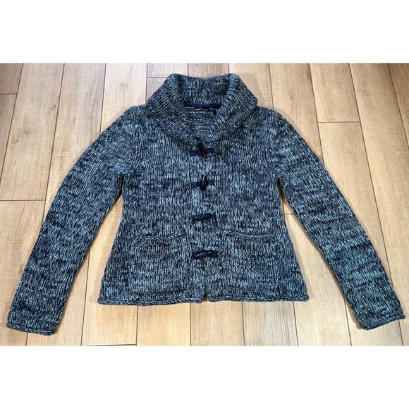 Victorias Secret MODA INTERNATIONAL Wool Bl. Cardigan Sweater Sz M Blue Marled - Picture 1 of 7